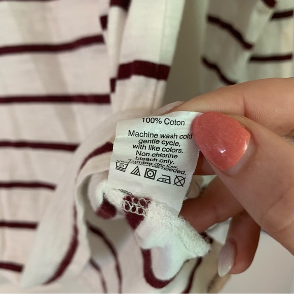 Madewell Whisper Cotton Turtleneck White and Maroon Striped, size M - Picture 6 of 10